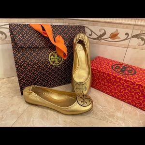 Tory Burch Gold Flats